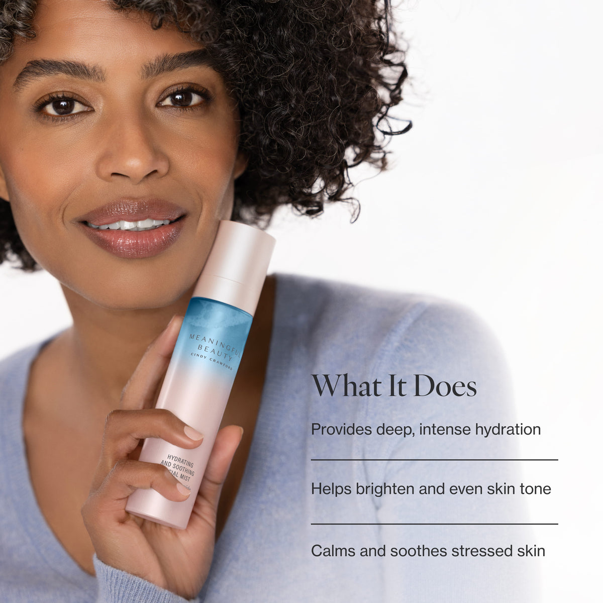 Infographic listing the key benefits of Hydrating and Soothing Facial Mist