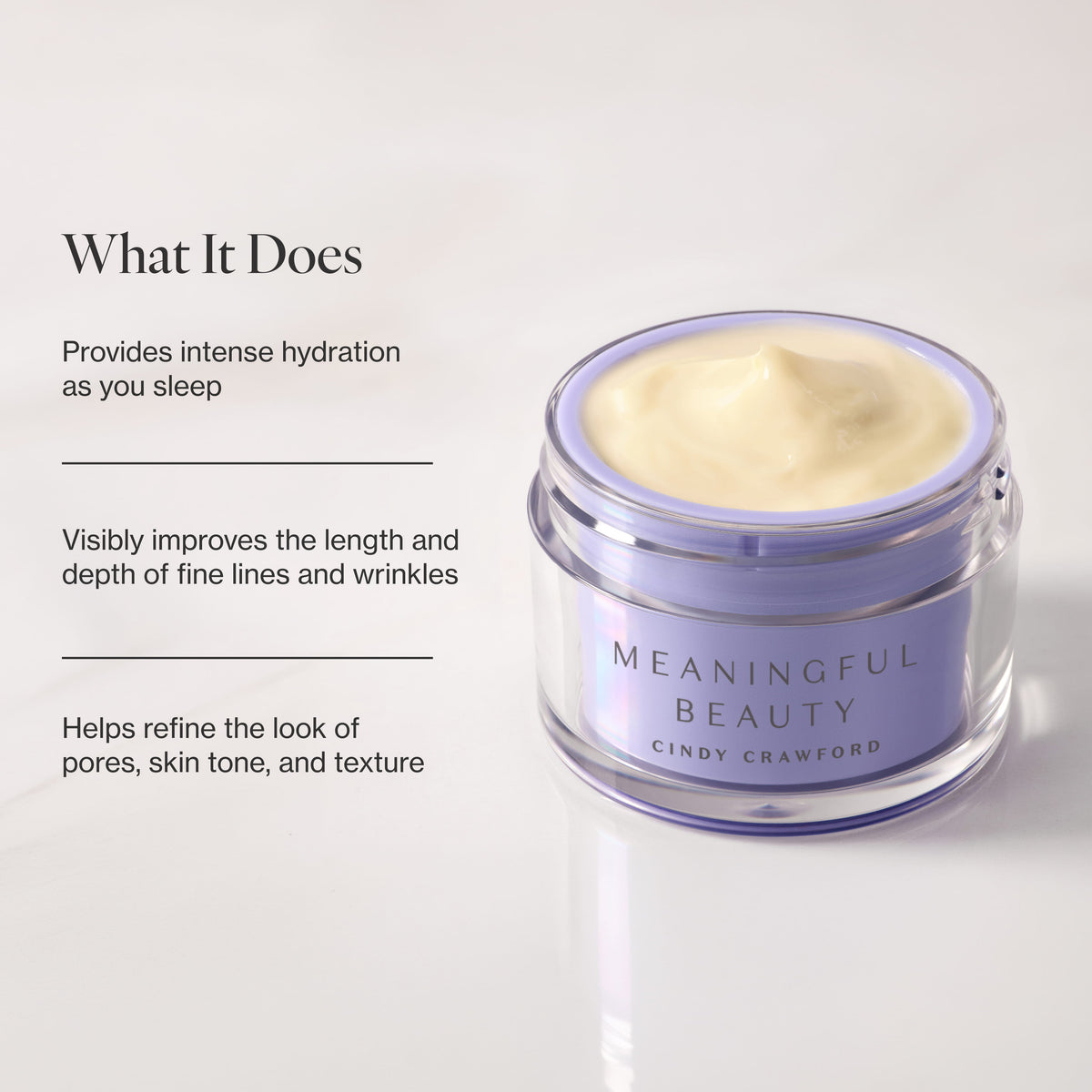 Infographic listing the key benefits of Age Recovery Night Crème