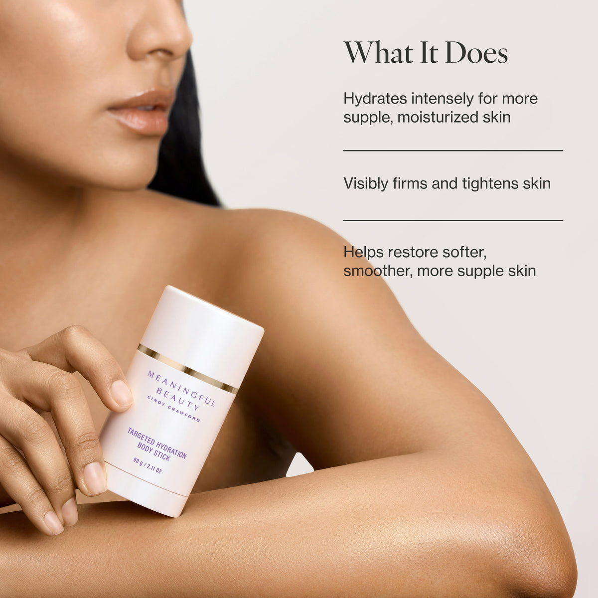 Infographic listing the key benefits of Targeted Hydration Body Stick