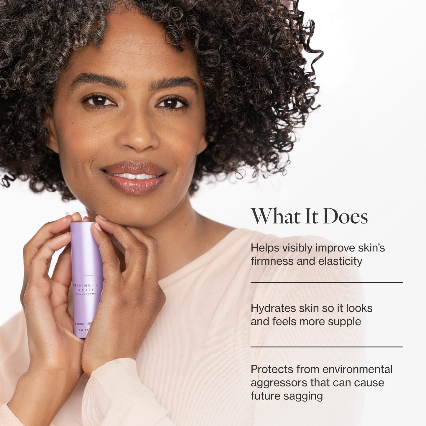 Infographic listing the key benefits of Firming Serum