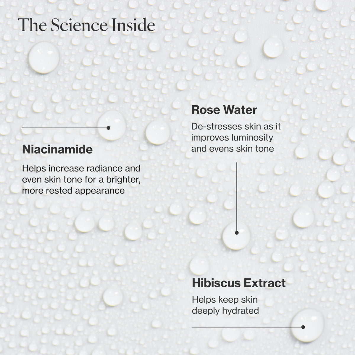 Infographic describing the key ingredients and technology in Hydrating and Soothing Facial Mist