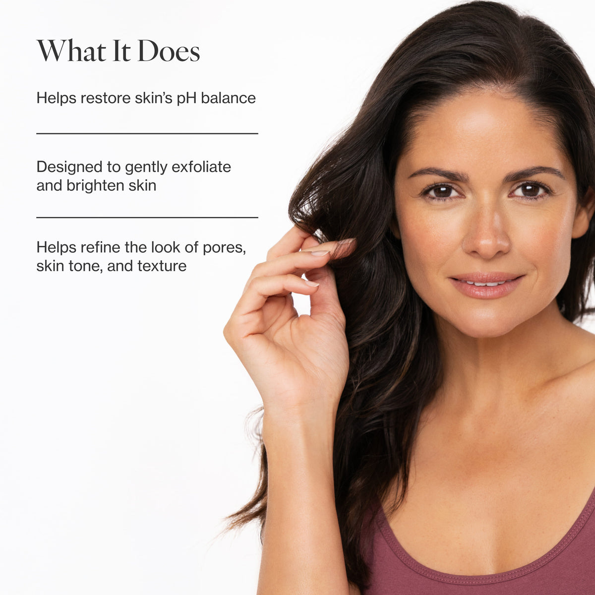 Infographic listing the key benefits of Pore Refining Toner