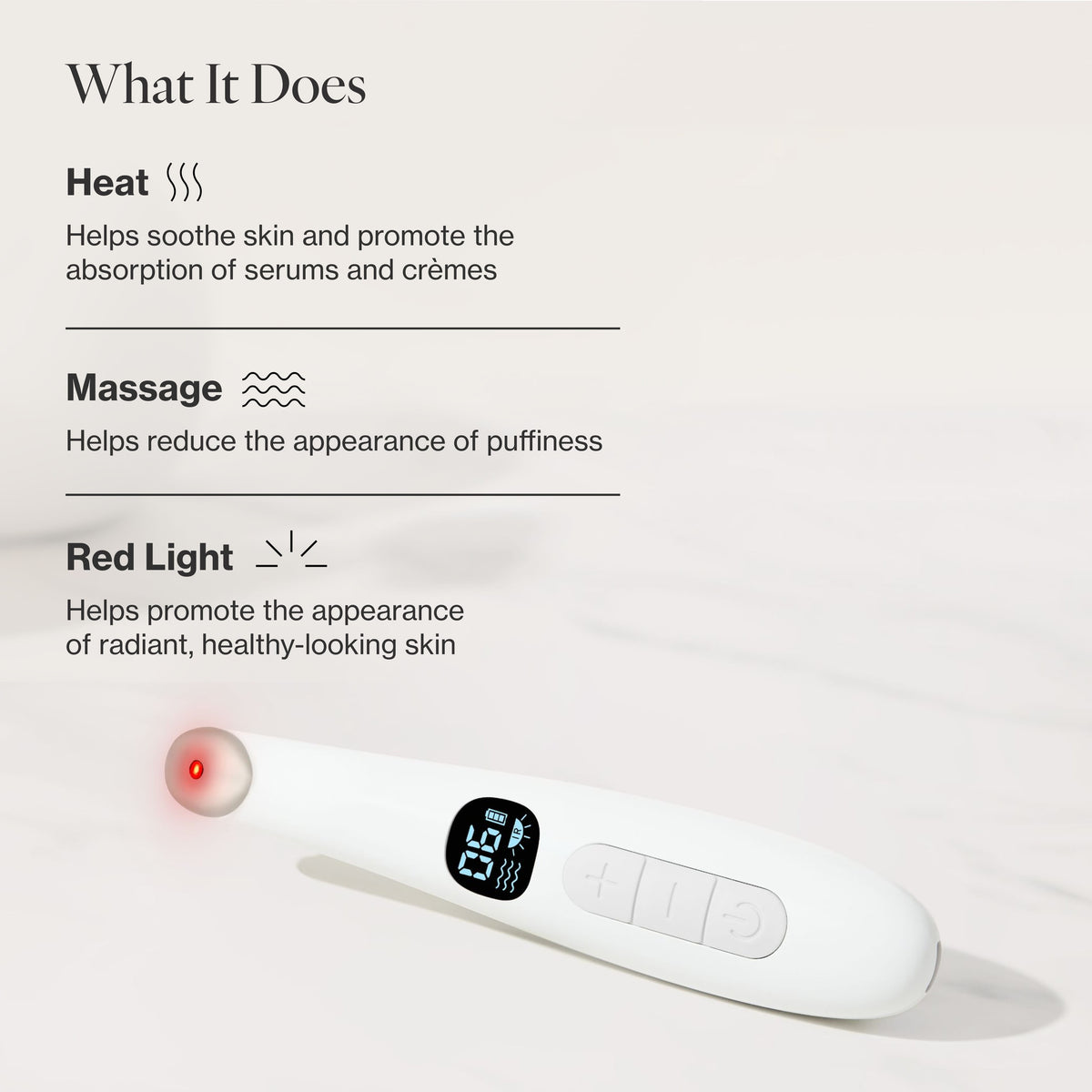 Infographic listing the key benefits of Skin Renewing Facial Tool