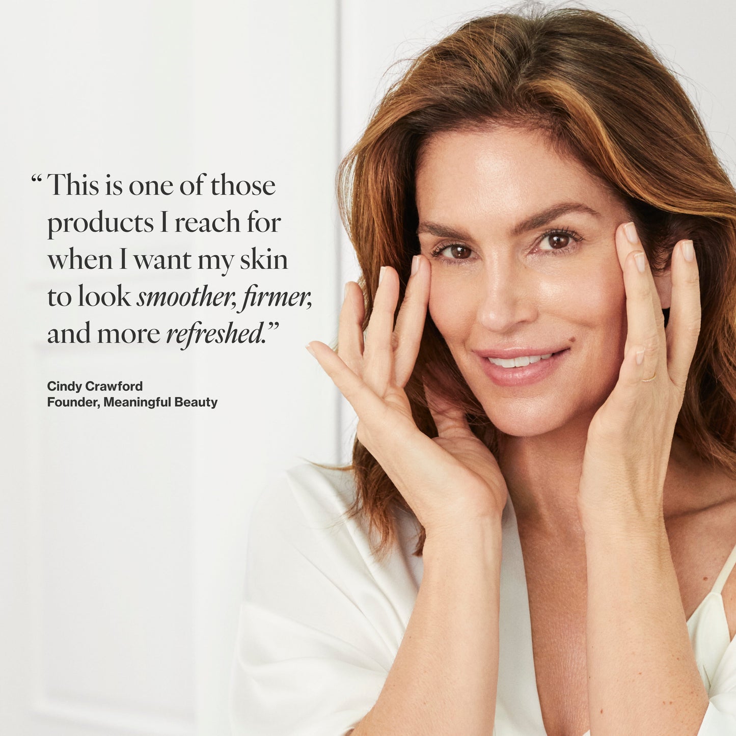 Photo of Cindy Crawford with a testimonial quote about Ultra Lifting and Filling Treatment