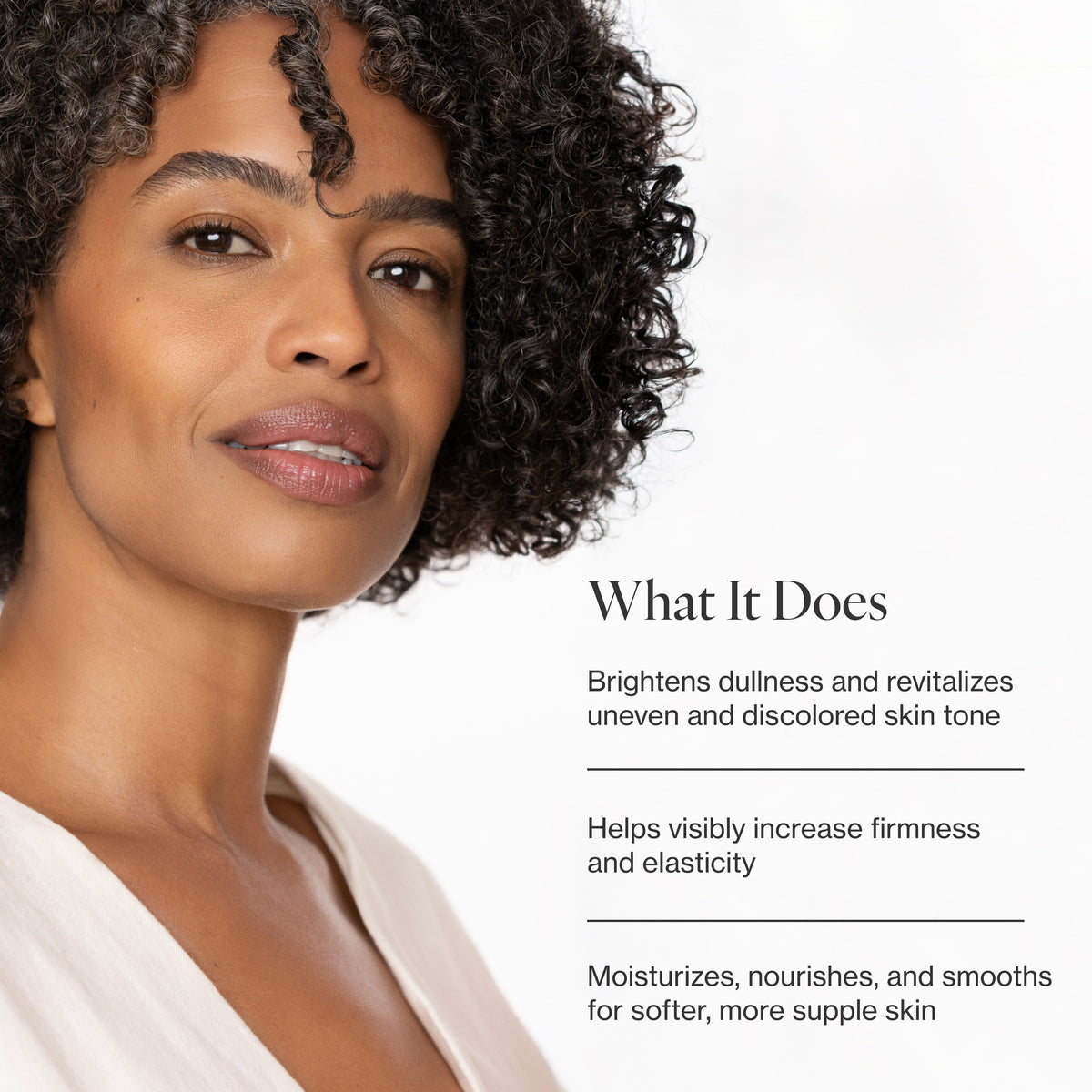 Infographic listing the key benefits of Vitamin C Brightening Water Crème