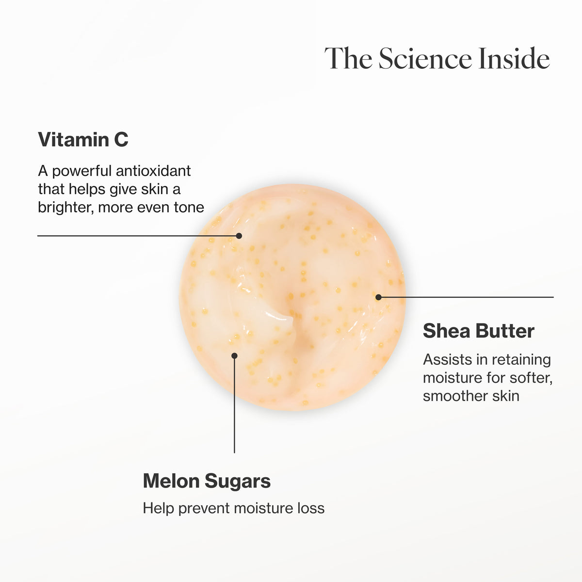 Infographic describing the key ingredients and technology in Vitamin C Brightening Water Crème